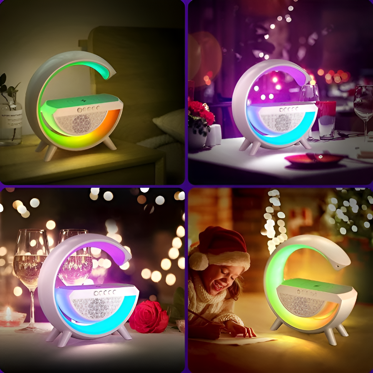 G Shaped Rgb Light Table Lamp With Wireless Charger Bluetooth Speaker With Wireless Charging Bt2301