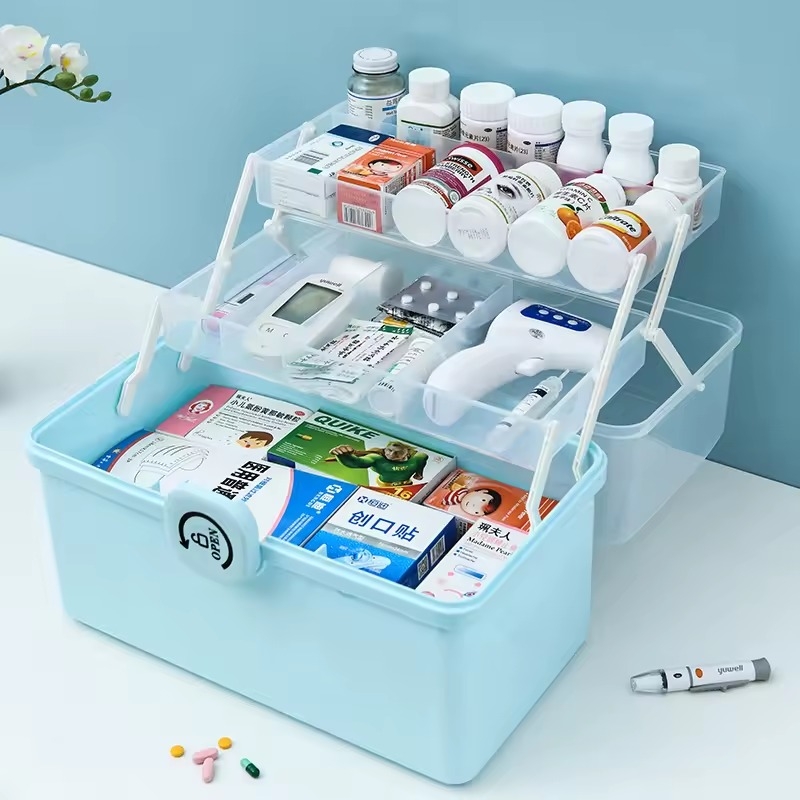 Portable medical storage box family first aid kit organizer